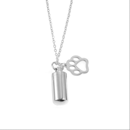 Stainless Steel Small Cylinder Plated Gold Silver Pet Urn Memorial Necklace